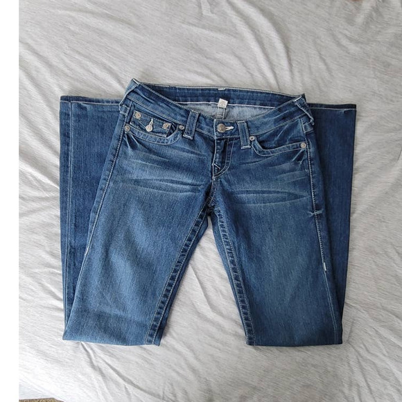 True Religion Denim - True Religion Straight Leg Natural Wash Bolm Deer Hollow Women's Jeans Size 8